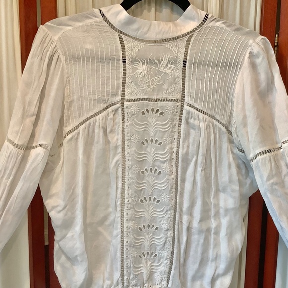 Free People Intimately Womens White Thong Bodysuit Embroidered Size XS - Picture 2 of 9